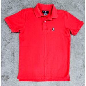 Psycho Bunny Mens Classic Pique Polo Shirt Red 100% Pima Cotton, Mens Sz 3, US S